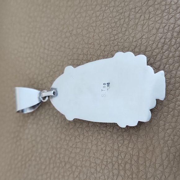 NWOT Native American Navajo Royston Turquoise & Sterling Large Pendant 💙💚🎁 - Picture 7 of 11